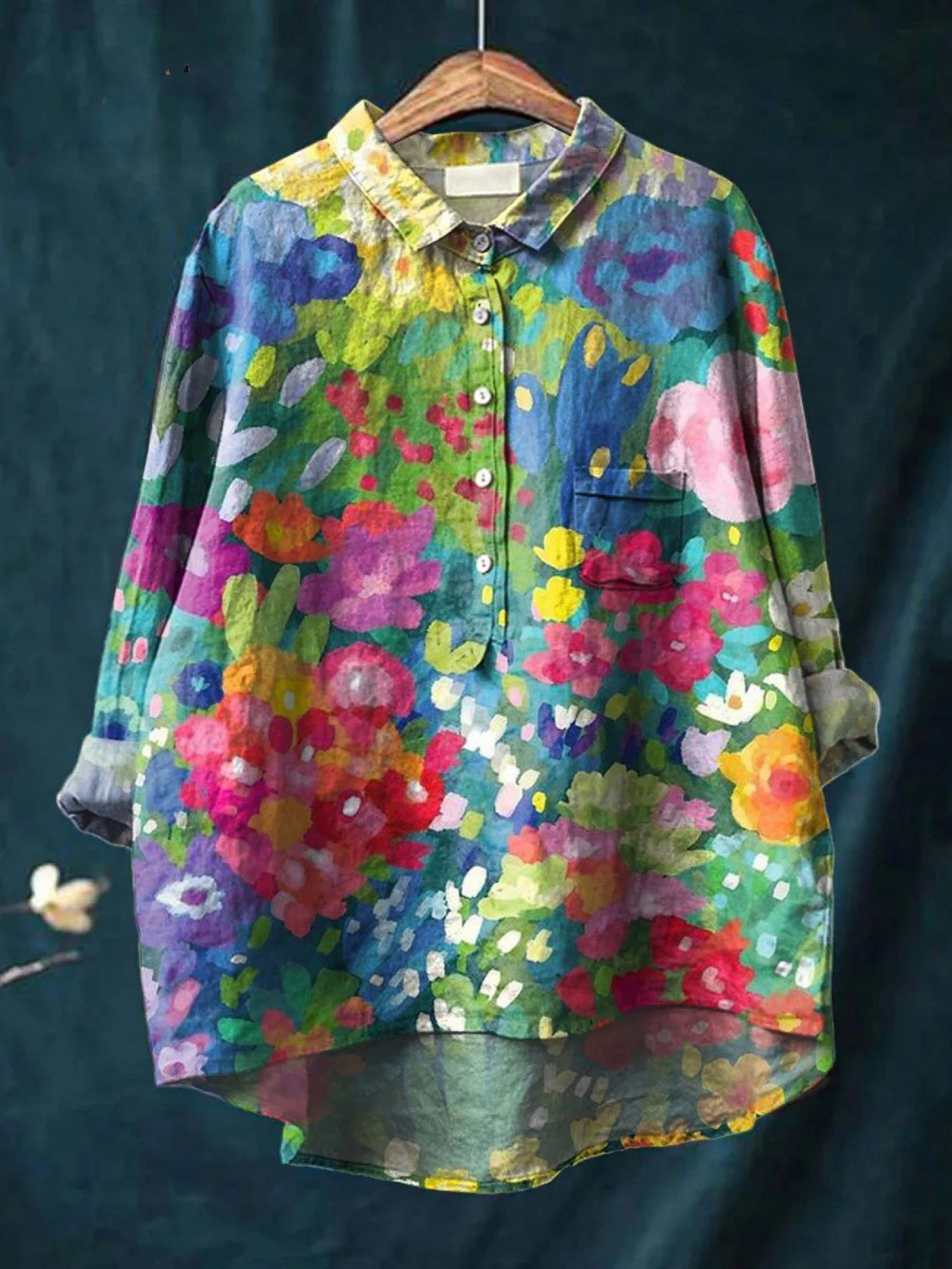 Jasimne | Women's Vintage Lovely Floral Art Print Casual Shirt